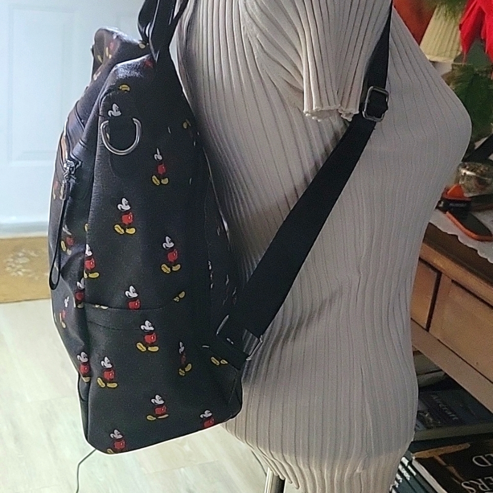 Mickey Mouse Black, Monogram Backpack. Nwot - image 3